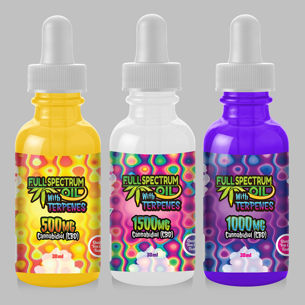 “With Terpenes” sub-brand variants featuring modified logo lockup and new label coloration (purple, red, green)