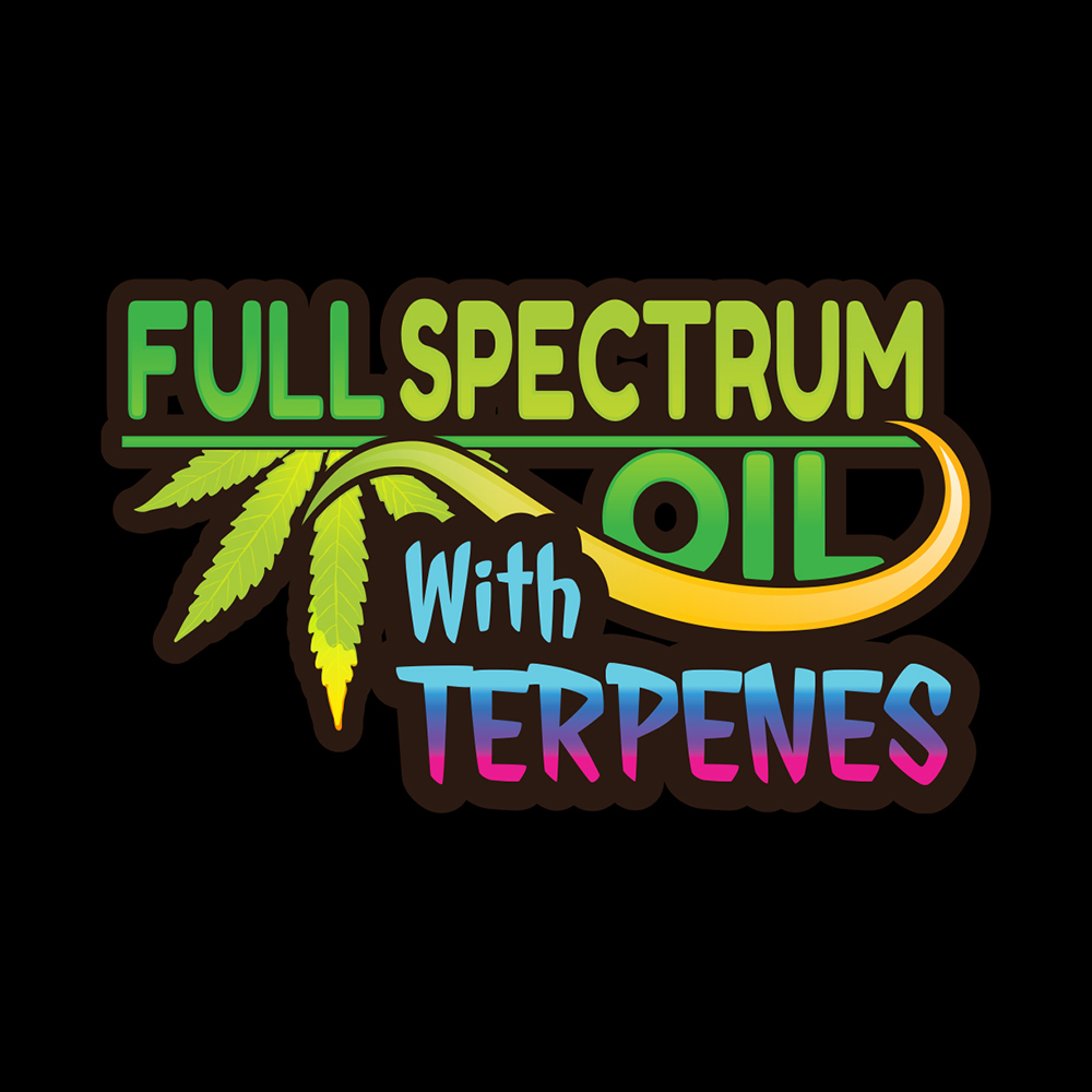 Finalized vape-ready label variant with purple gradients, terpene tagline, and vertical usage layout