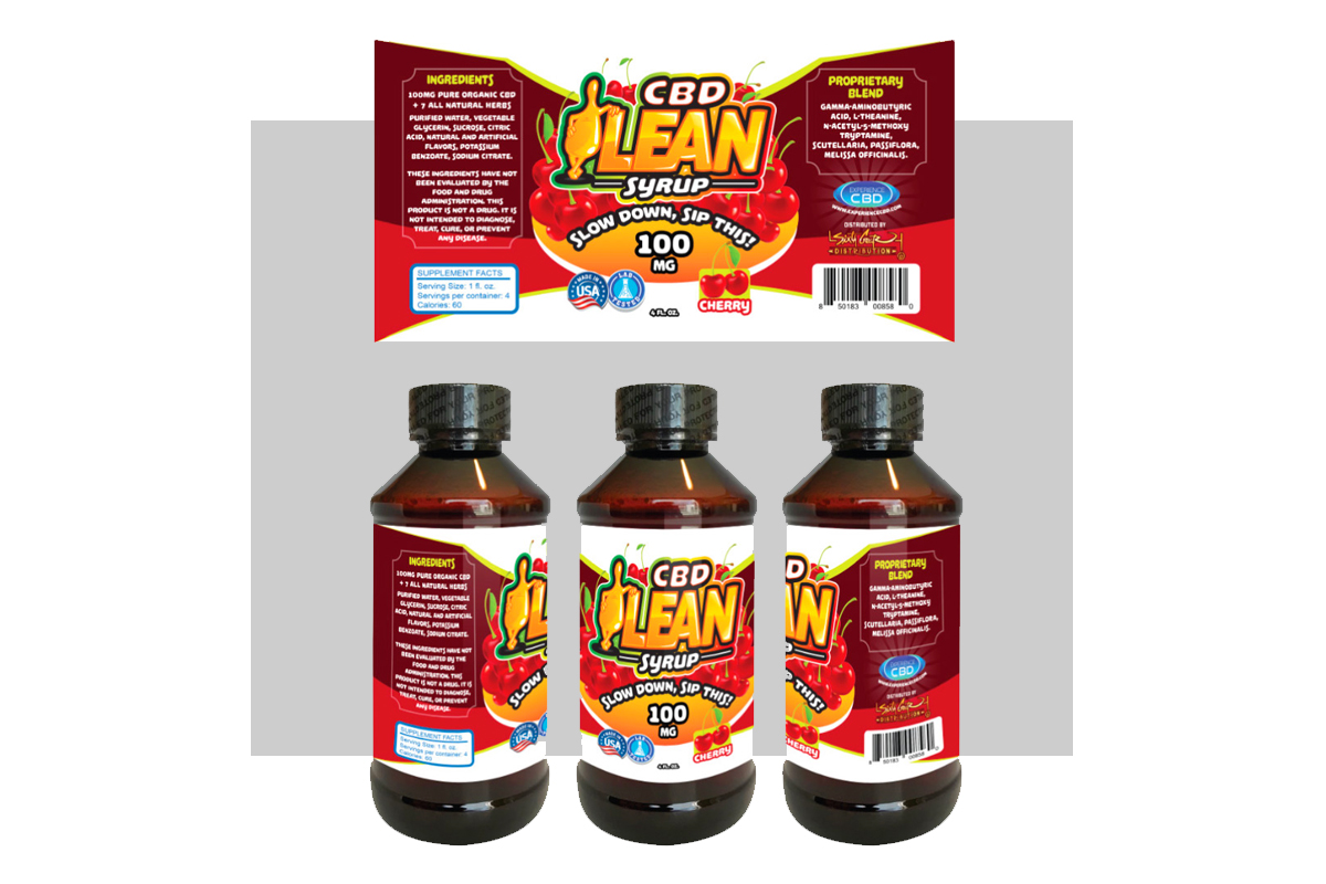 Grid of CBD Lean branding formats including monochrome and color versions displayed on contrasting black and white backgrounds for flexible usage.