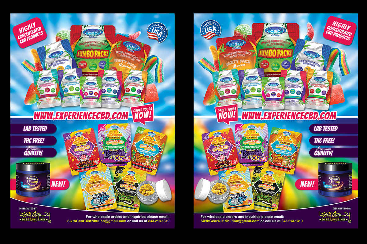 Right-facing version of the Experience CBD magazine ad with adjusted layout for opposite spread and retail callouts like “Order Yours Now!”