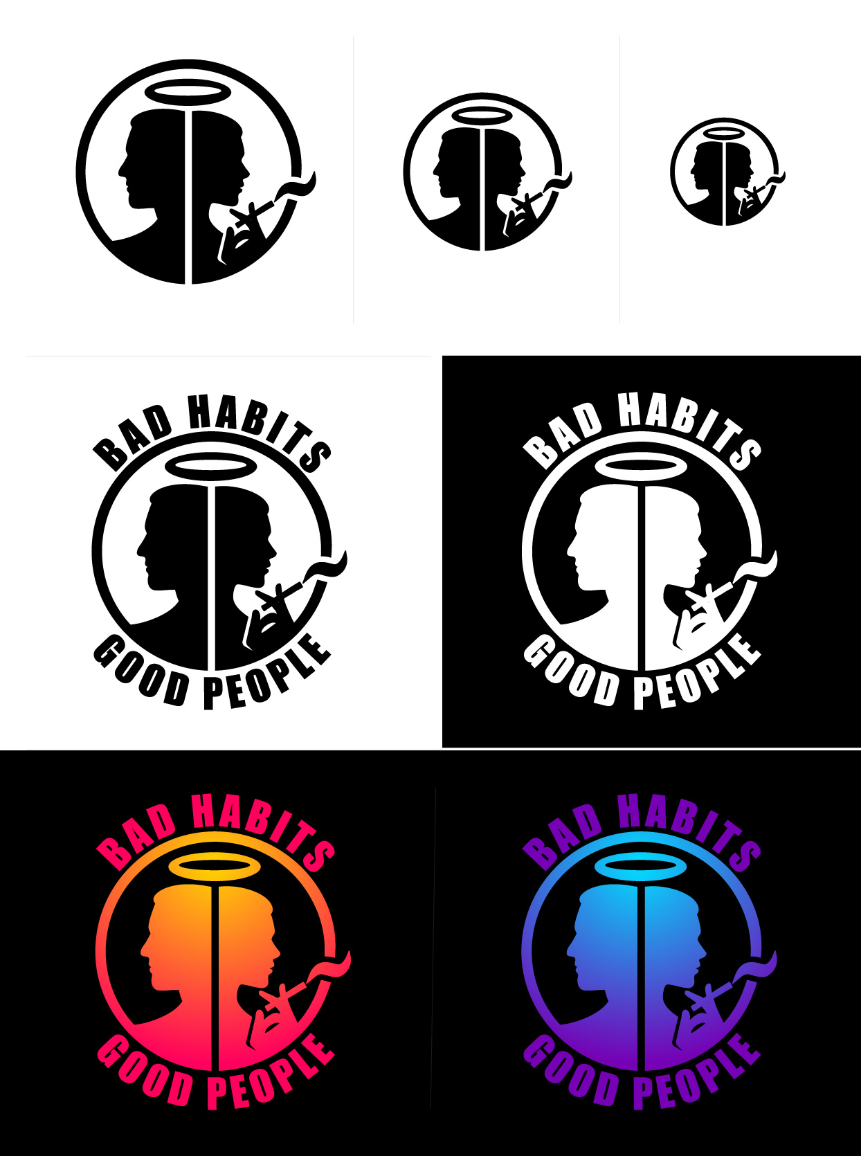 Expanded identity variations including circular text lockups and scalable tests.