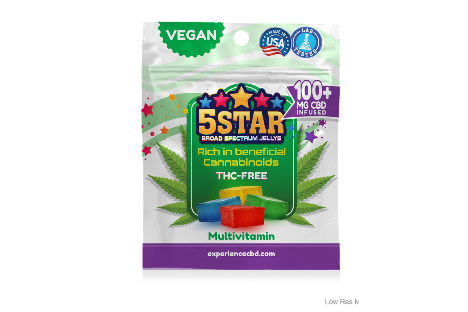 Broad Spectrum Jellys 100mg pouch packaging front panel mockup