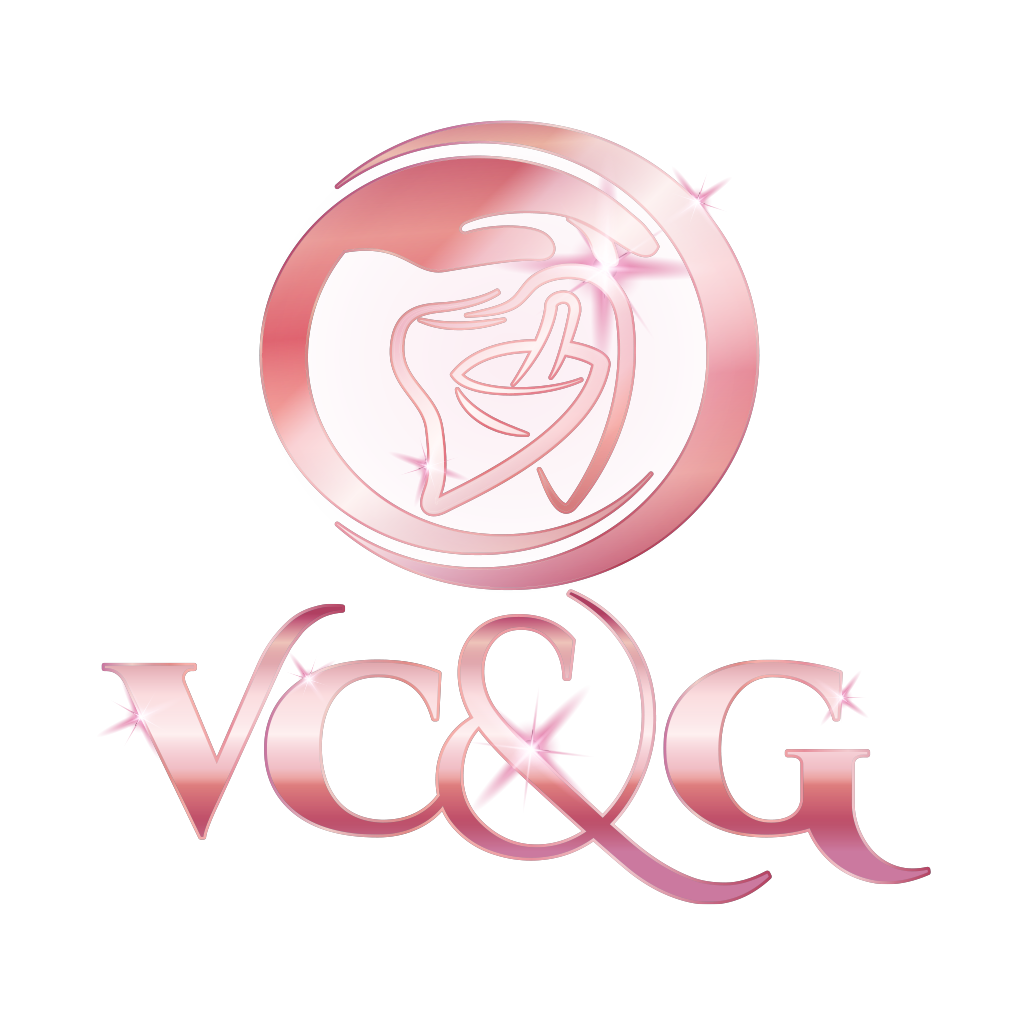 VC&G rose gold tooth icon and monogram on transparent background