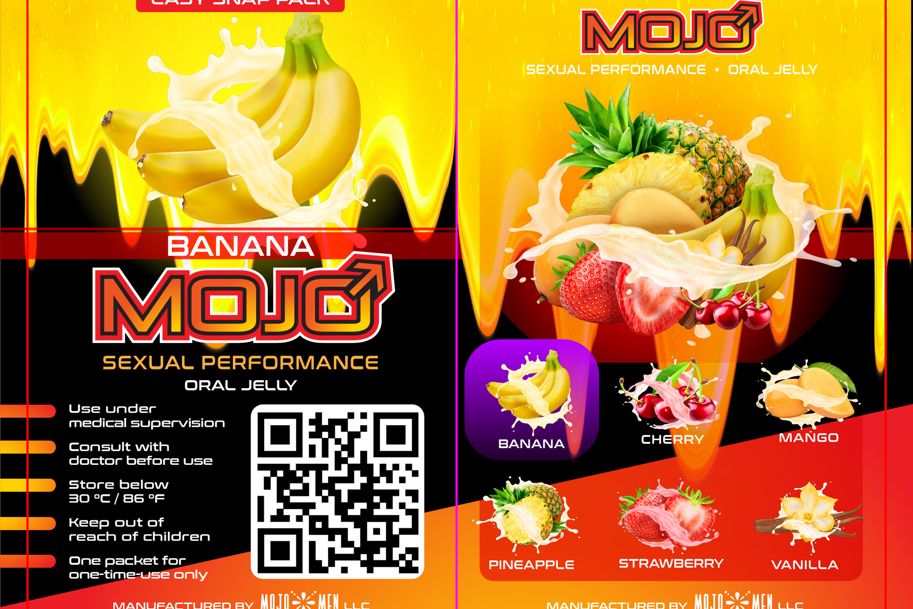 Mojo Men Banana flavor label design