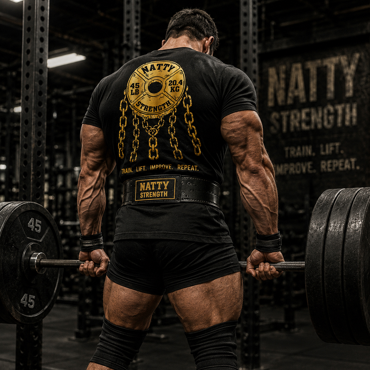 Portfolio presentation shows the graphic worn on a gym shirt during training