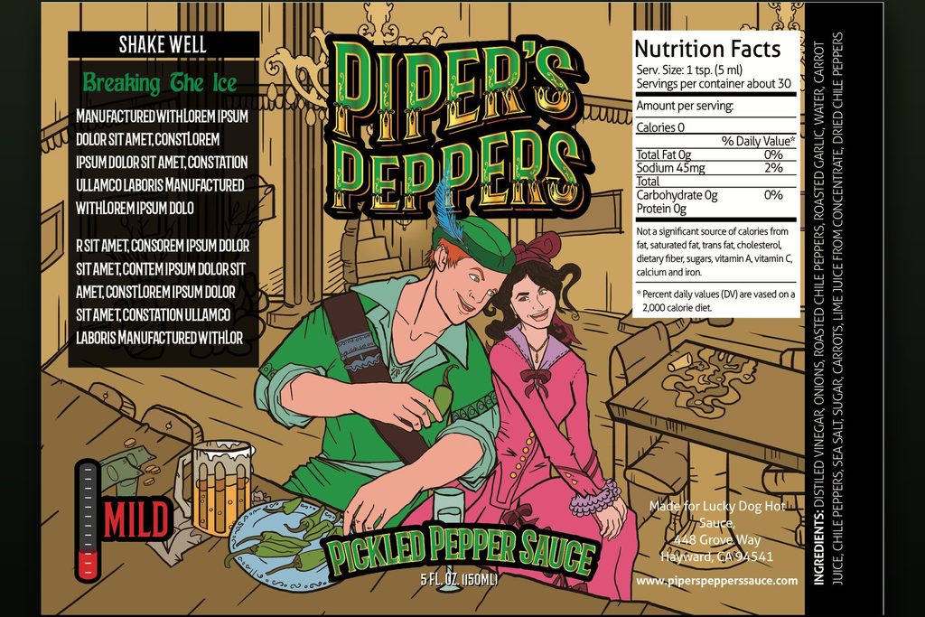 Piper's Peppers Breaking The Ice label, Mild (green) version