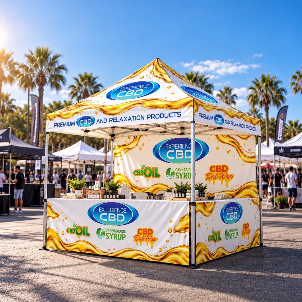Sixth Gear Distribution expo canopy, side wall and table cover design proof