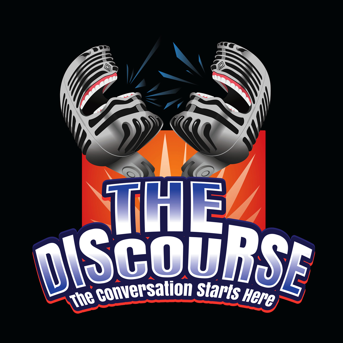 The Discourse final full color logo on a dark background