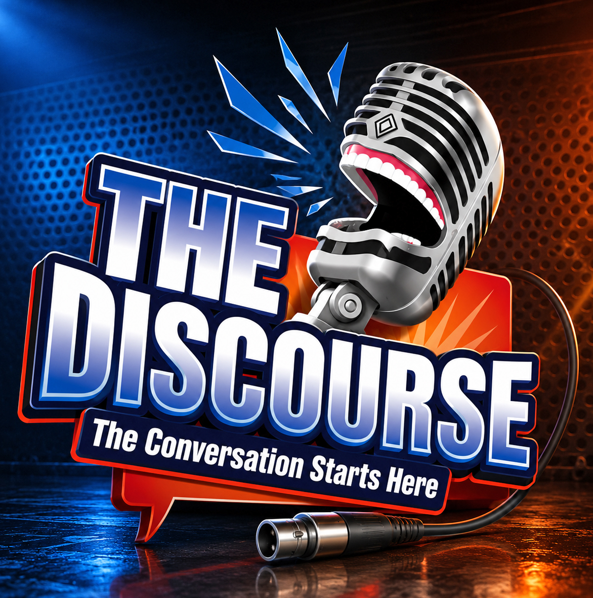 The Discourse identity presented in a dramatic angled radio stage and studio style application